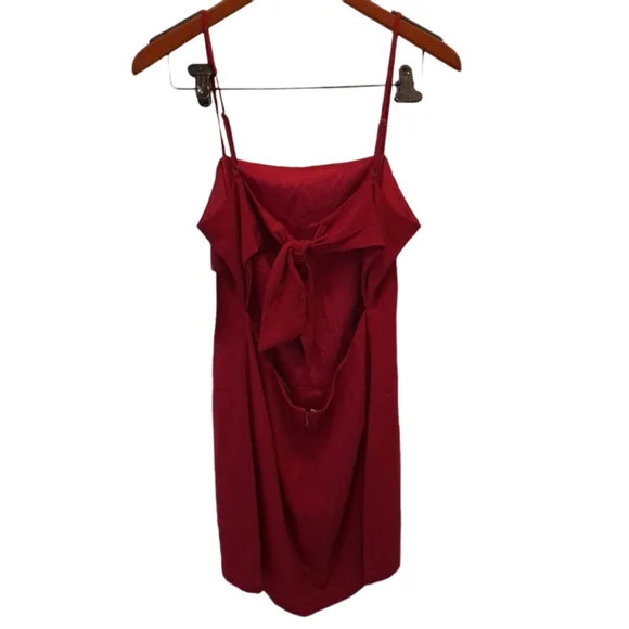NEW Lulus Red Open Back Bow Spaghetti Strap Dress size L - Picture 3 of 6